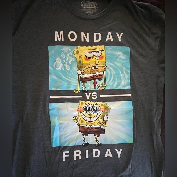 SpongeBob SquarePants Men's and Big Men's Monday vs Friday Graphic Tee SIZE 2XL - Picture 4 of 5